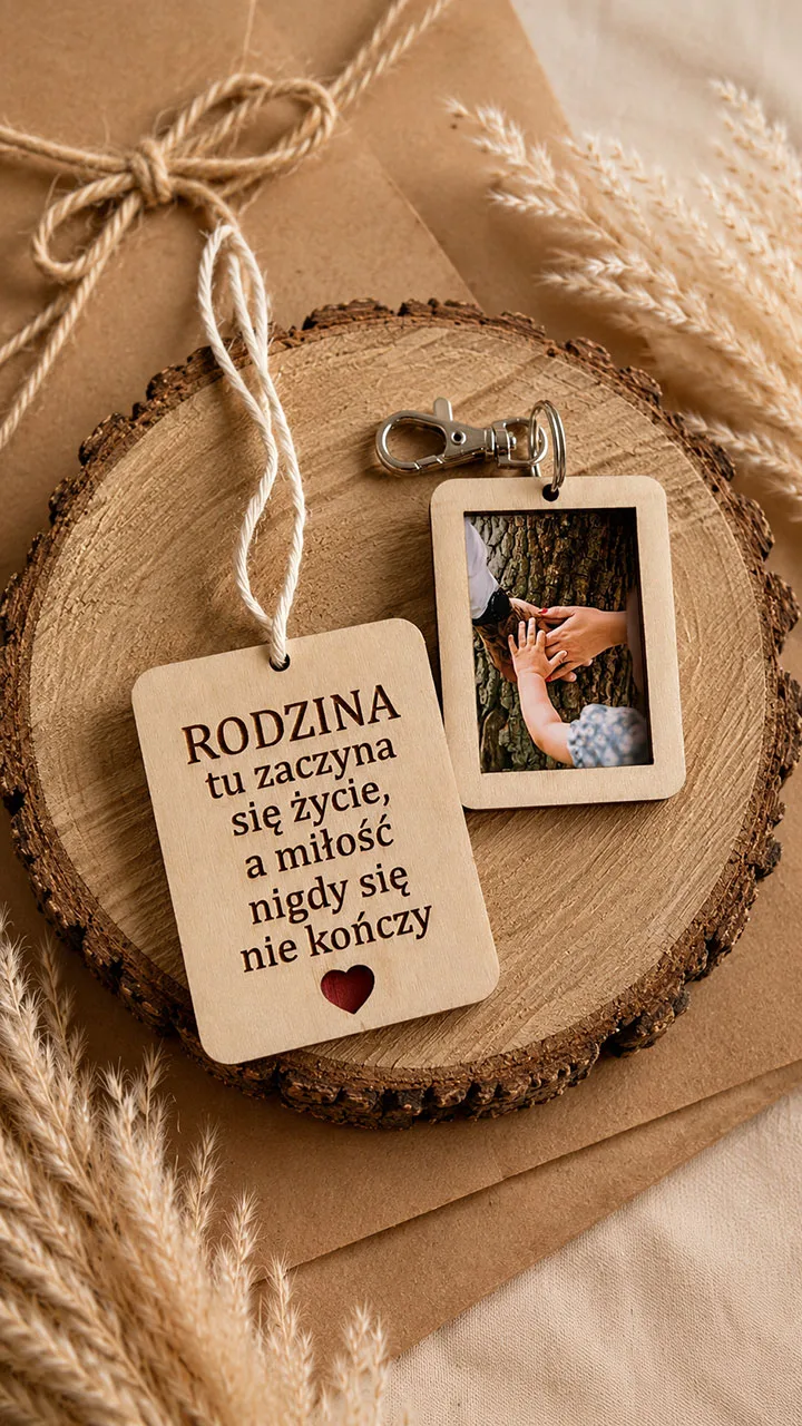 Zestaw dla Mamy ze zdjęciem dziecka – brelok i zawieszka z napisem