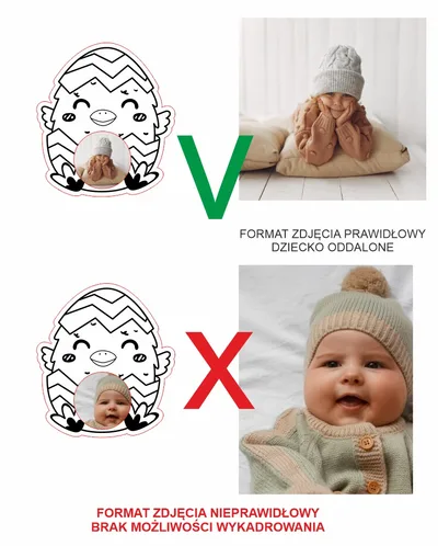 Pisklę wielkanocne ze zdjęciem i grawerem z tyłu
