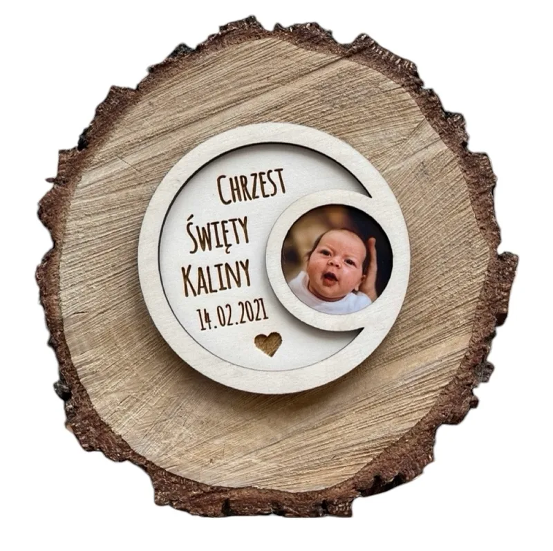 Magnes na Chrzest ze zdjęciem dziecka – personalizowany upominek