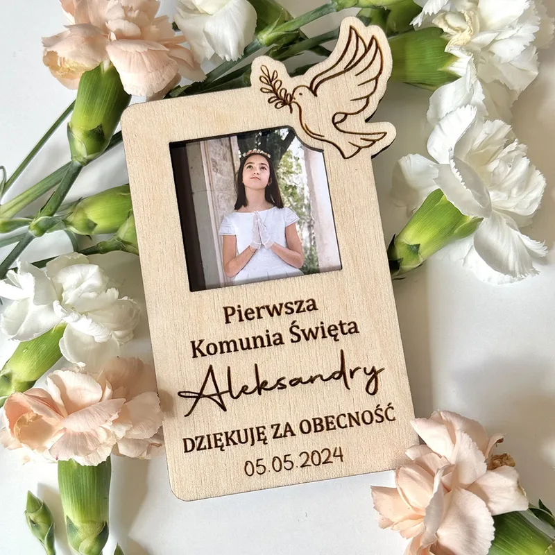 Podziękowanie dla gości Komunia – magnes ze zdjęciem