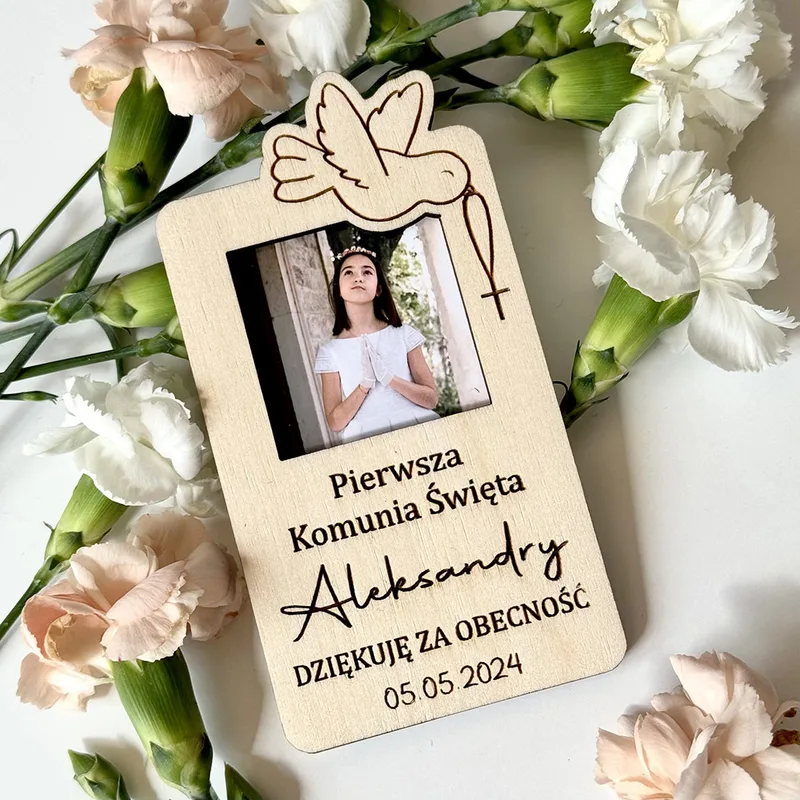 Podziękowanie dla gości Komunia – magnes ze zdjęciem