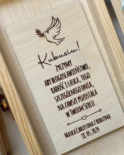 Pudełko na pieniądze Komunia – grawer dwustronny