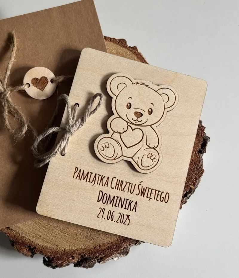 Karteczka na pieniądze na Chrzest z grawerem – personalizowany upominek
