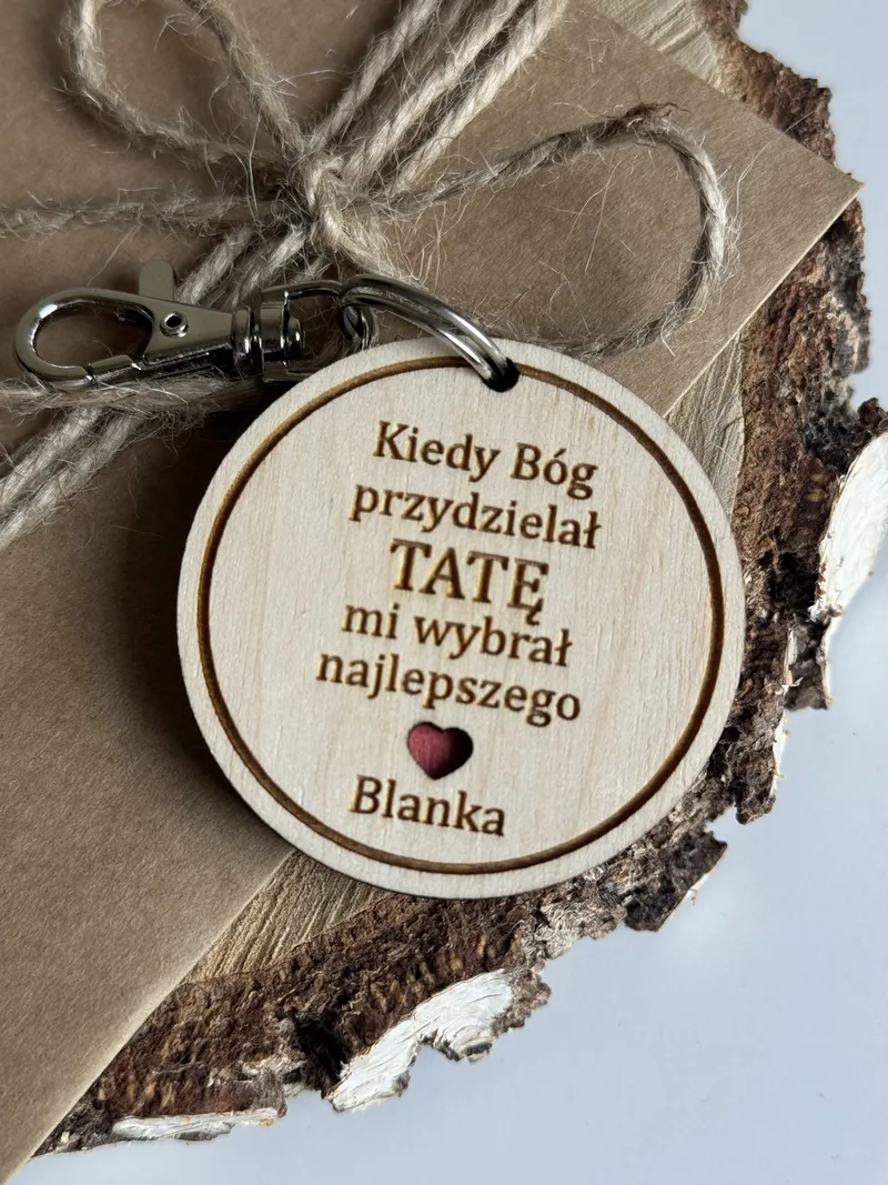 Brelok Okrągły dla Taty z obustronnym napisem – elegancki prezent