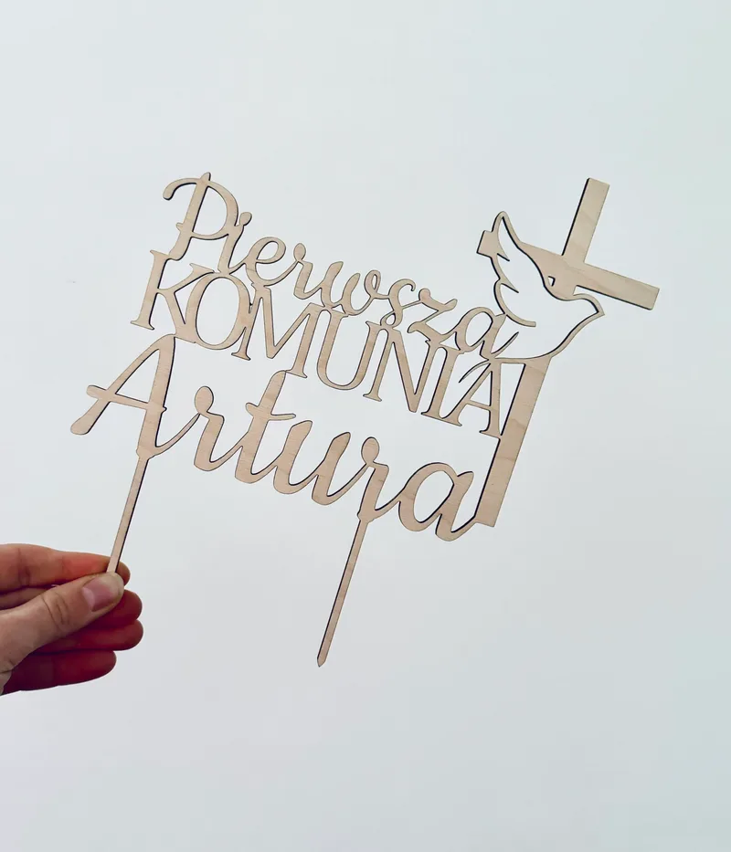 Personalizowany topper komunijny na tort 24 cm