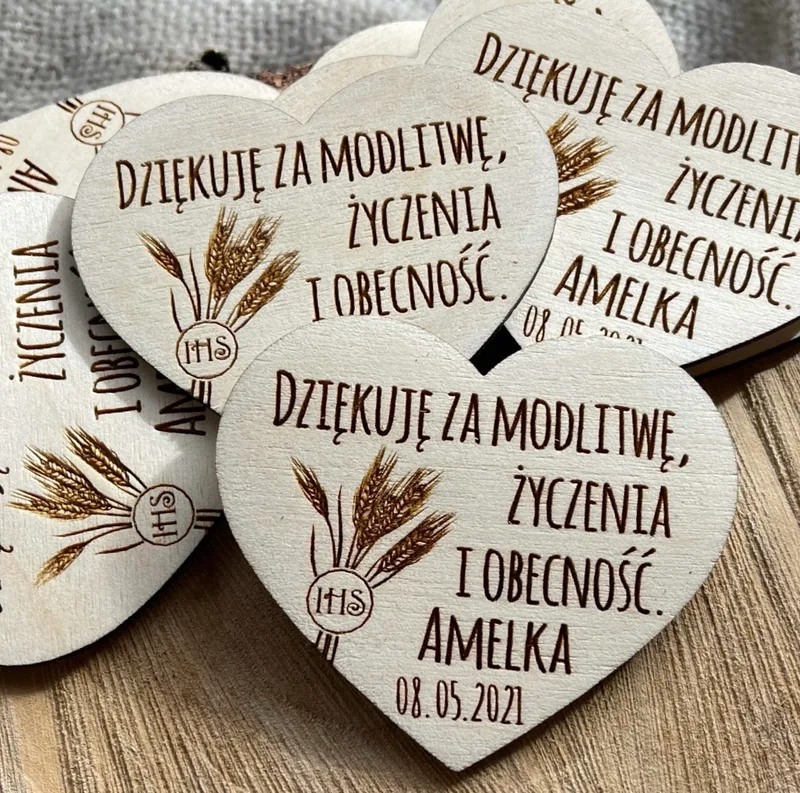 Podziękowanie dla gości Komunia – magnes drewniany