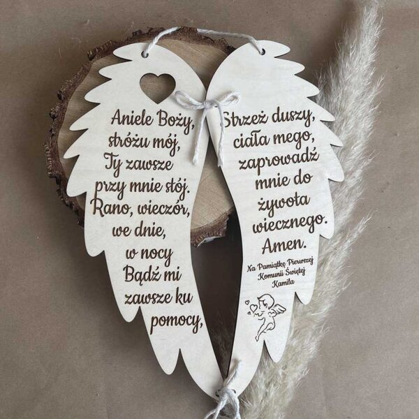 Skrzydła komunijne z modlitwą „Aniele Boży”