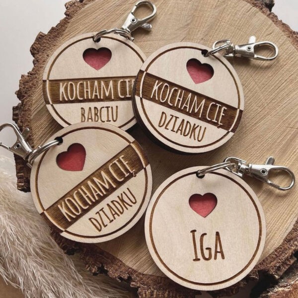 Brelok okrągły - imiona wnuków w tyle