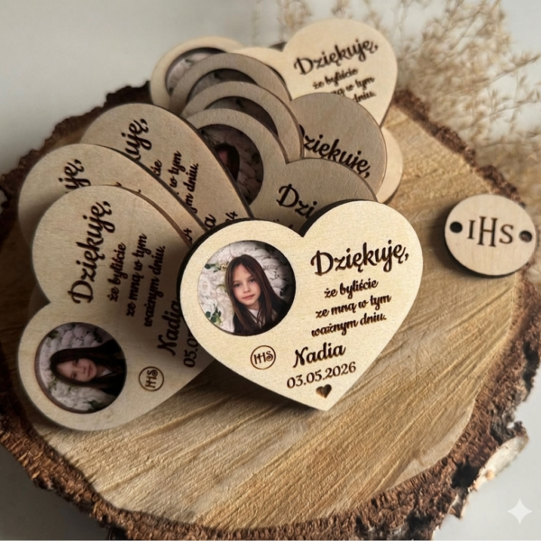 Podziękowanie dla gości Komunia – magnes ze zdjęciem