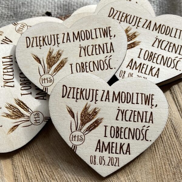 Podziękowanie dla gości Komunia – magnes drewniany